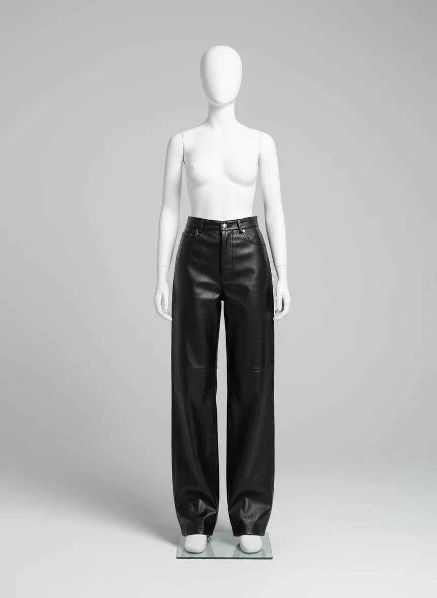 Pantalon cuir ample taille haute vintage quotidien - Vue 5 - Pantalon cuir