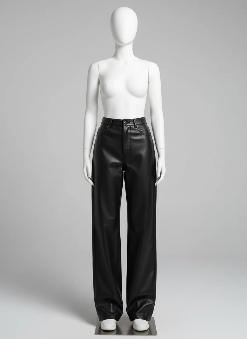 Pantalon cuir ample taille haute vintage quotidien - Vue 6 - Pantalon cuir