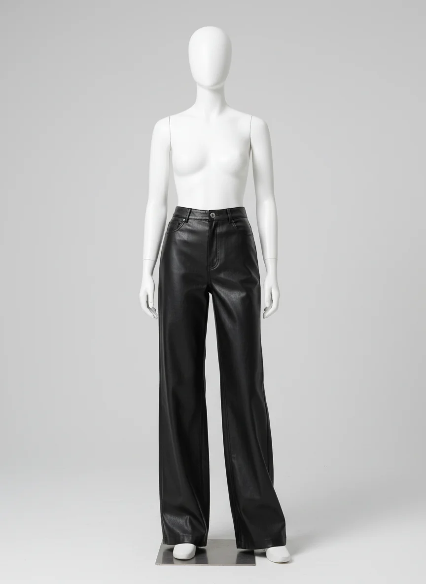 Pantalon cuir ample taille haute vintage quotidien - Vue 7 - Pantalon cuir