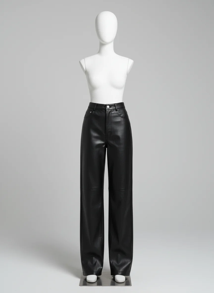 Pantalon cuir ample taille haute vintage quotidien - Vue 8 - Pantalon cuir