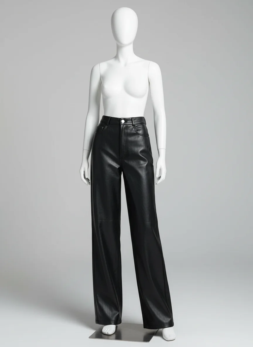 Pantalon cuir ample taille haute vintage quotidien - Vue 9 - Pantalon cuir