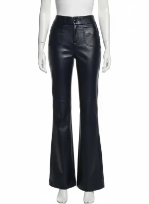 Pantalon cuir évasé taille haute affinant bureau femme - Vue 1 - Pantalon cuir