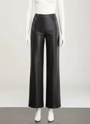 Pantalon cuir mouton véritable doublé polaire femme - Vue 1 - Pantalon cuir