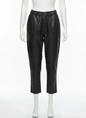 Pantalon cuir mouton véritable sarouel taille haute streetwear femme - Vue 1 - Pantalon cuir