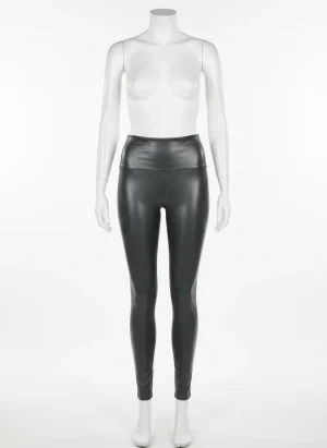 Pantalon cuir pu extensible taille haute bureau femme - Vue 1 - Pantalon cuir