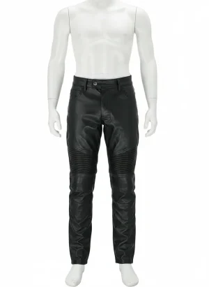 Pantalon cuir pu moto imperméable ergonomique renforts unisexe - Vue 1 - Pantalon cuir