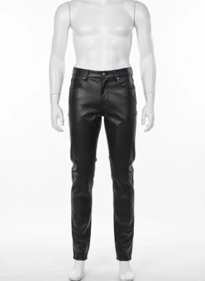 Pantalon cuir pu moulant extensible homme tenue soirée - Vue 1 - Pantalon cuir