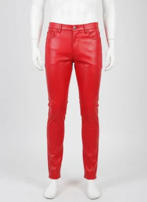 Pantalon cuir slim stretch quotidien style biker homme - Vue 1 - Pantalon cuir