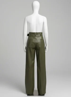 Pantalon cuir synthétique ample taille haute ceinture élastique - Vue 1 - Pantalon cuir