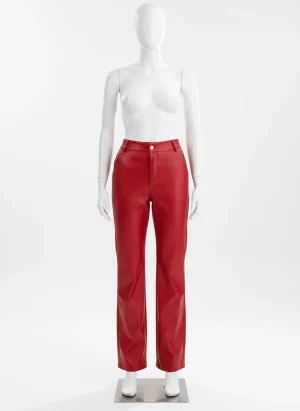 Pantalon cuir synthétique droit festival mode femme - Vue 1 - Pantalon cuir