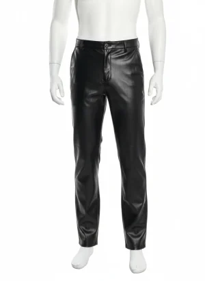 Pantalon cuir synthétique droit taille haute homme mi-saison - Vue 1 - Pantalon cuir