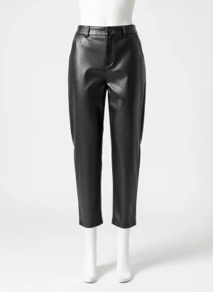 Pantalon cuir synthétique harem taille haute moderne femme - Vue 1 - Pantalon cuir