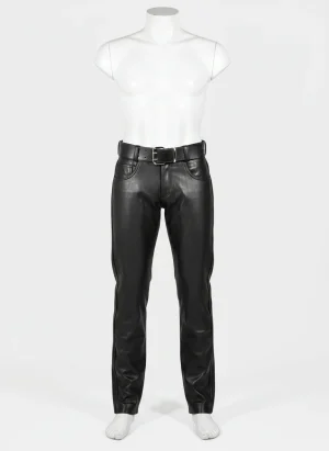 Pantalon cuir synthétique homme coupe droite décontracté - Vue 1 - Pantalon cuir