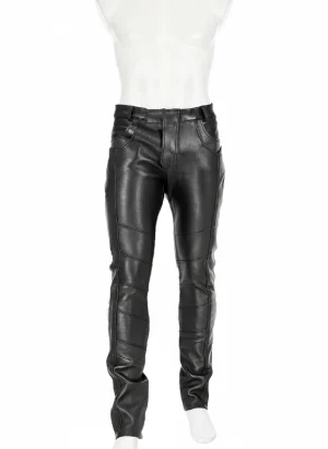 Pantalon cuir synthétique homme coupe slim style rock roll - Vue 1 - Pantalon cuir