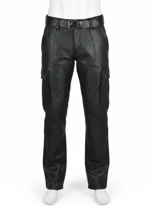 Pantalon cuir synthétique homme slim rétro gothique - Vue 1 - Pantalon cuir