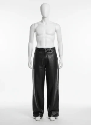 Pantalon cuir synthétique large homme coupe baggy moderne - Vue 1 - Pantalon cuir