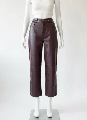 Pantalon cuir synthétique large taille haute automne femme - Vue 1 - Pantalon cuir