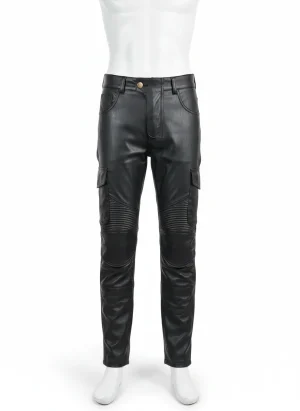Pantalon cuir synthétique moto racing protection homme femme - Vue 1 - Pantalon cuir