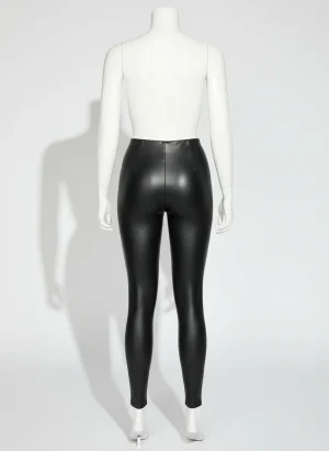 Pantalon cuir synthétique moulant taille haute galbant femme - Vue 1 - Pantalon cuir