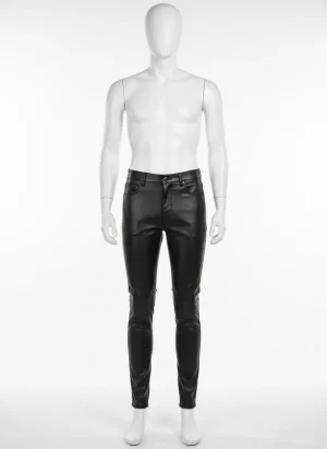 Pantalon cuir synthétique outdoor skinny biker homme - Vue 1 - Pantalon cuir