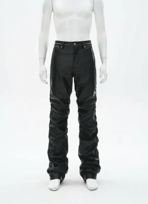 Pantalon cuir synthétique plissé homme streetwear décontracté - Vue 1 - Pantalon cuir