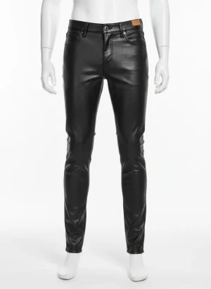 Pantalon cuir synthétique skinny homme silhouette rock club - Vue 1 - Pantalon cuir