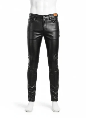 Pantalon cuir synthétique skinny homme style rock soirée - Vue 1 - Pantalon cuir