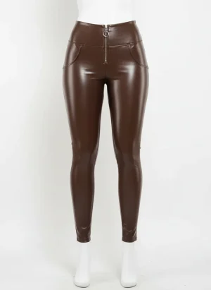 Pantalon cuir synthétique taille haute sculptant push up femme - Vue 1 - Pantalon cuir