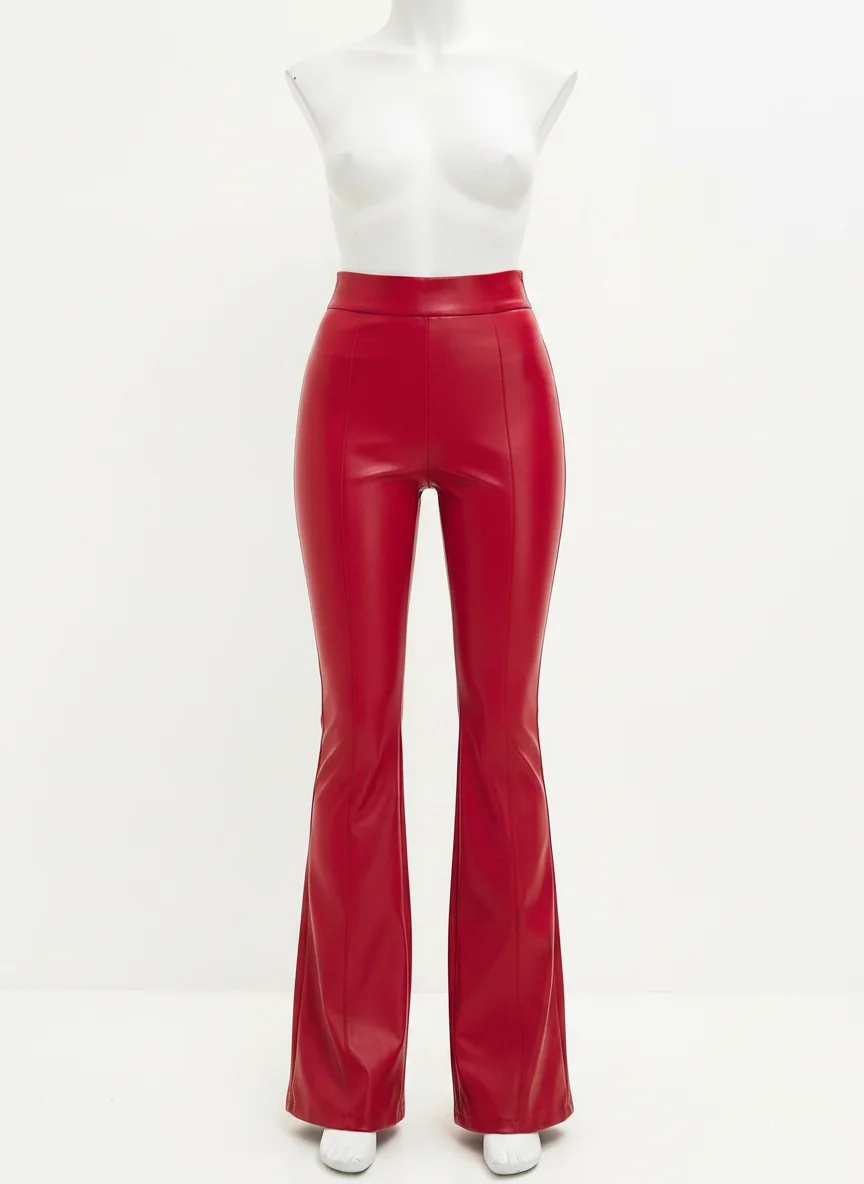 Pantalon cuir vintage taille haute festival club femme - Vue 1 - Pantalon cuir