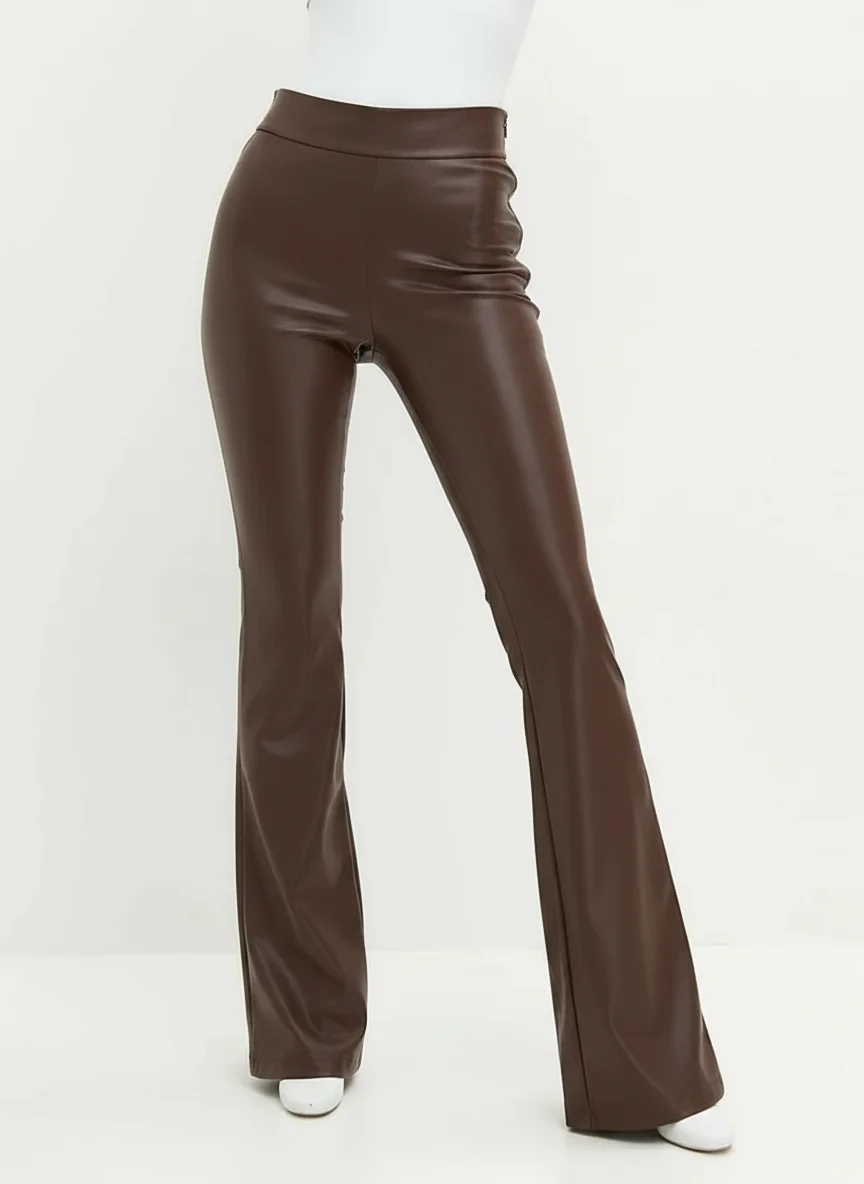 Pantalon cuir vintage taille haute festival club femme - Vue 10 - Pantalon cuir