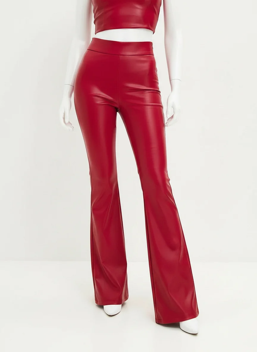 Pantalon cuir vintage taille haute festival club femme - Vue 13 - Pantalon cuir