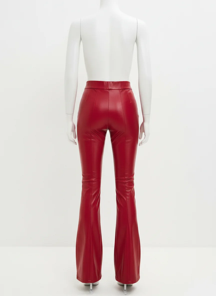 Pantalon cuir vintage taille haute festival club femme - Vue 2 - Pantalon cuir