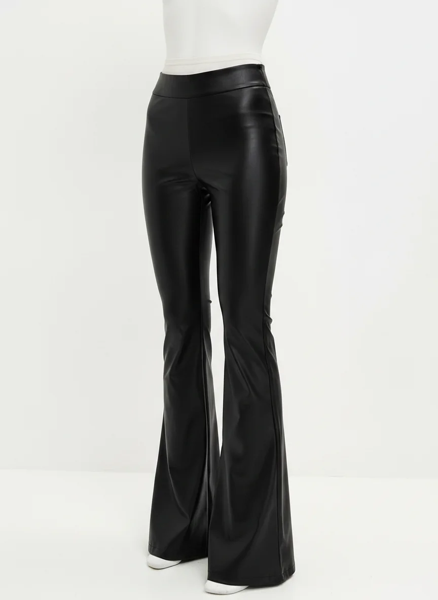 Pantalon cuir vintage taille haute festival club femme - Vue 3 - Pantalon cuir