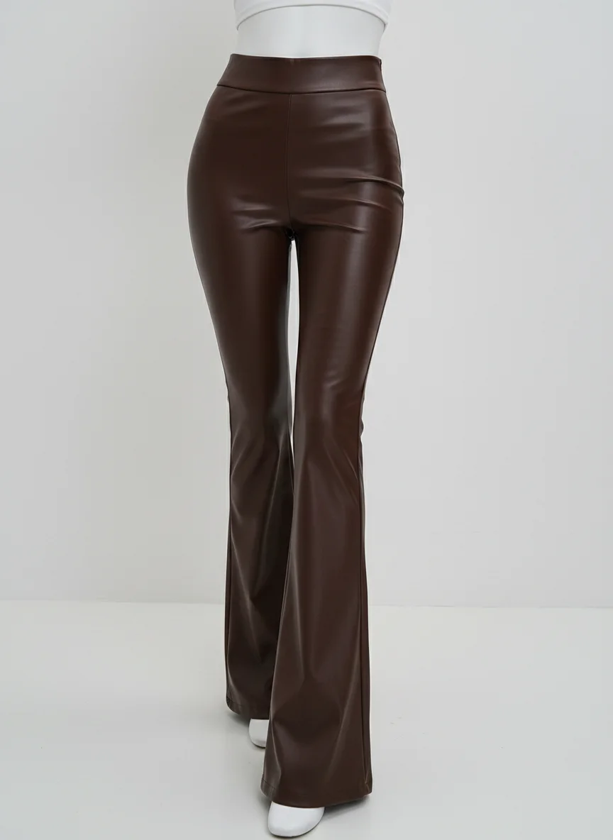 Pantalon cuir vintage taille haute festival club femme - Vue 4 - Pantalon cuir