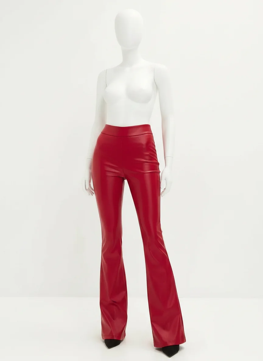 Pantalon cuir vintage taille haute festival club femme - Vue 6 - Pantalon cuir