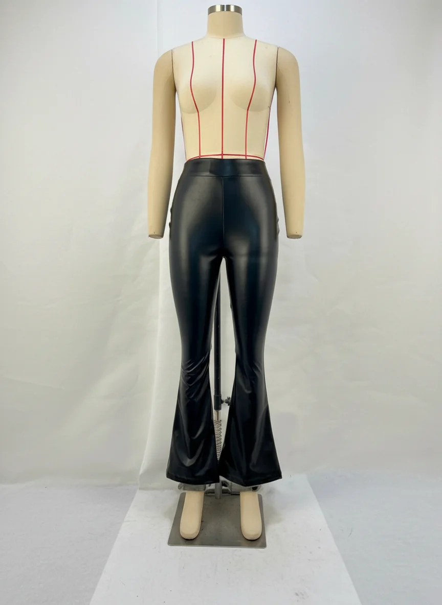 Pantalon cuir vintage taille haute festival club femme - Vue 9 - Pantalon cuir